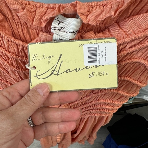 Vintage Havana Front Button Dress Peach M - Picture 7 of 9